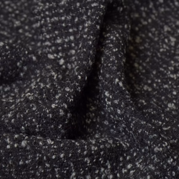 Włoska tkanina bukla boucla czarny szer. 150 cm
